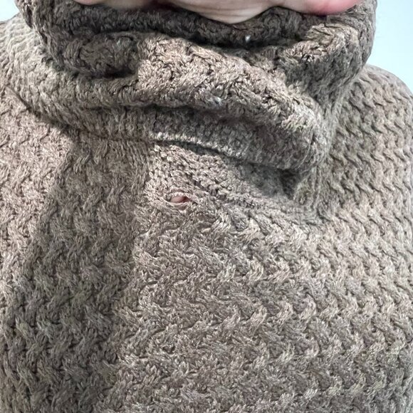 Anthropologie Moth Cowl Neck Poncho Textured Knit Sweater Womens XS - Picture 8 of 11